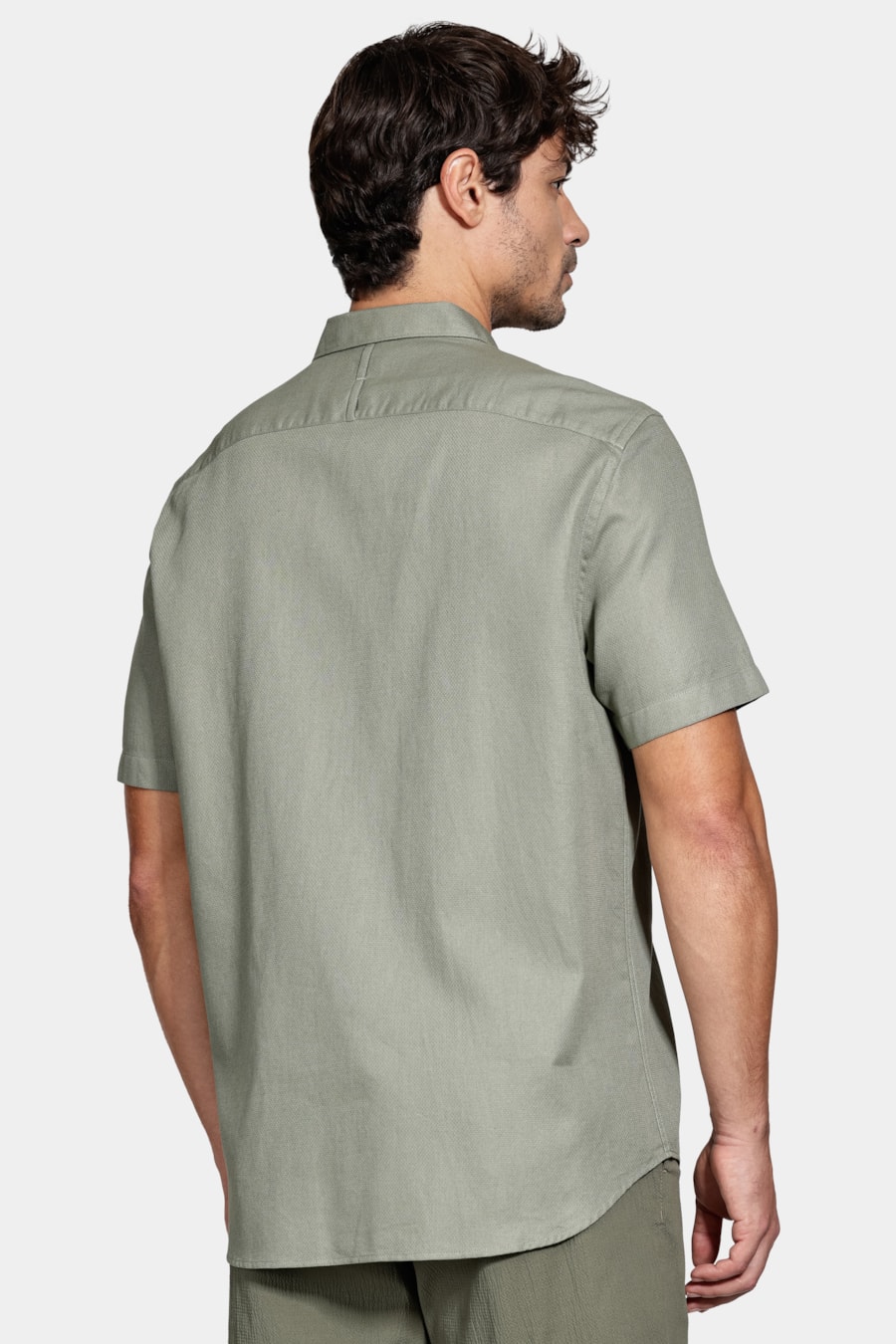 Camisa Manga Curta Regular Maquinetada Verde — foto 4 de 5