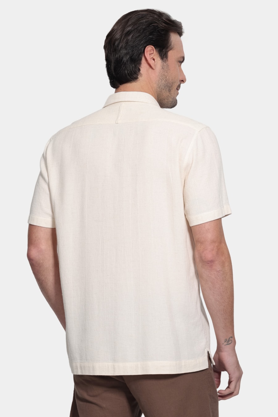 Camisa Manga Curta Regular Maquinetada Zurique Natural — foto 4 de 6