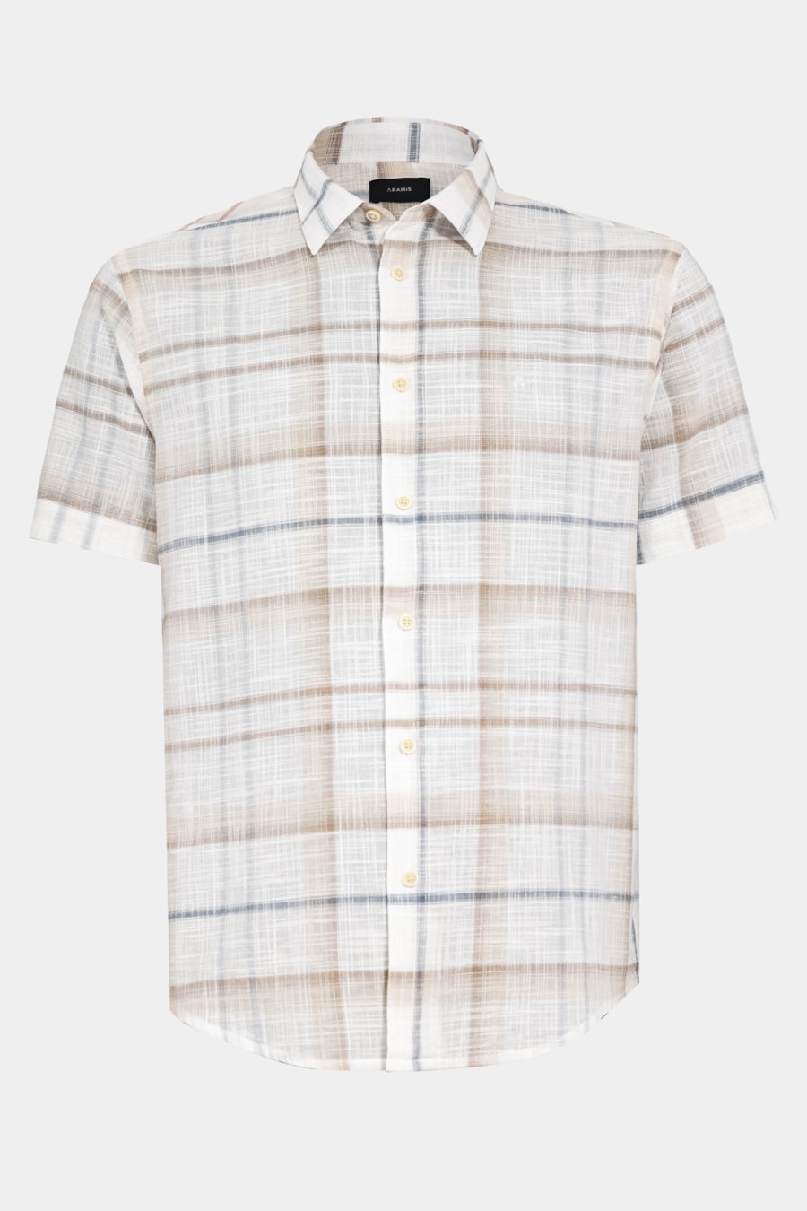 Camisa Manga Curta Regular Maxi Xadrez Flame Off White C/ Azul — foto 5 de 6