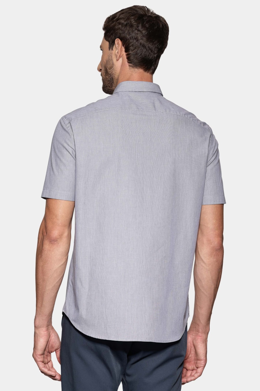 Camisa Manga Curta Regular Micro Xadrez Azul C/Branco — foto 4 de 6