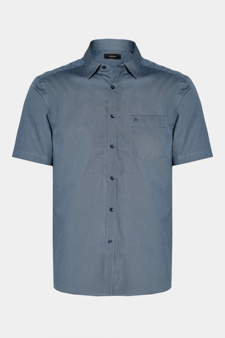 Camisa Manga Curta Regular Micro Xadrez Bolso Marinho C/Cinza — foto 5 de 6