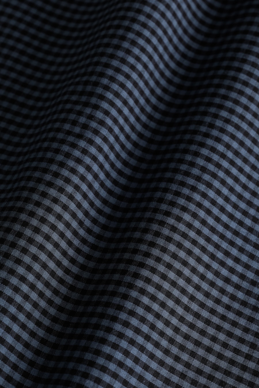 Camisa Manga Curta Regular Micro Xadrez Damero Azul Medio C/ Preto — foto 6 de 6