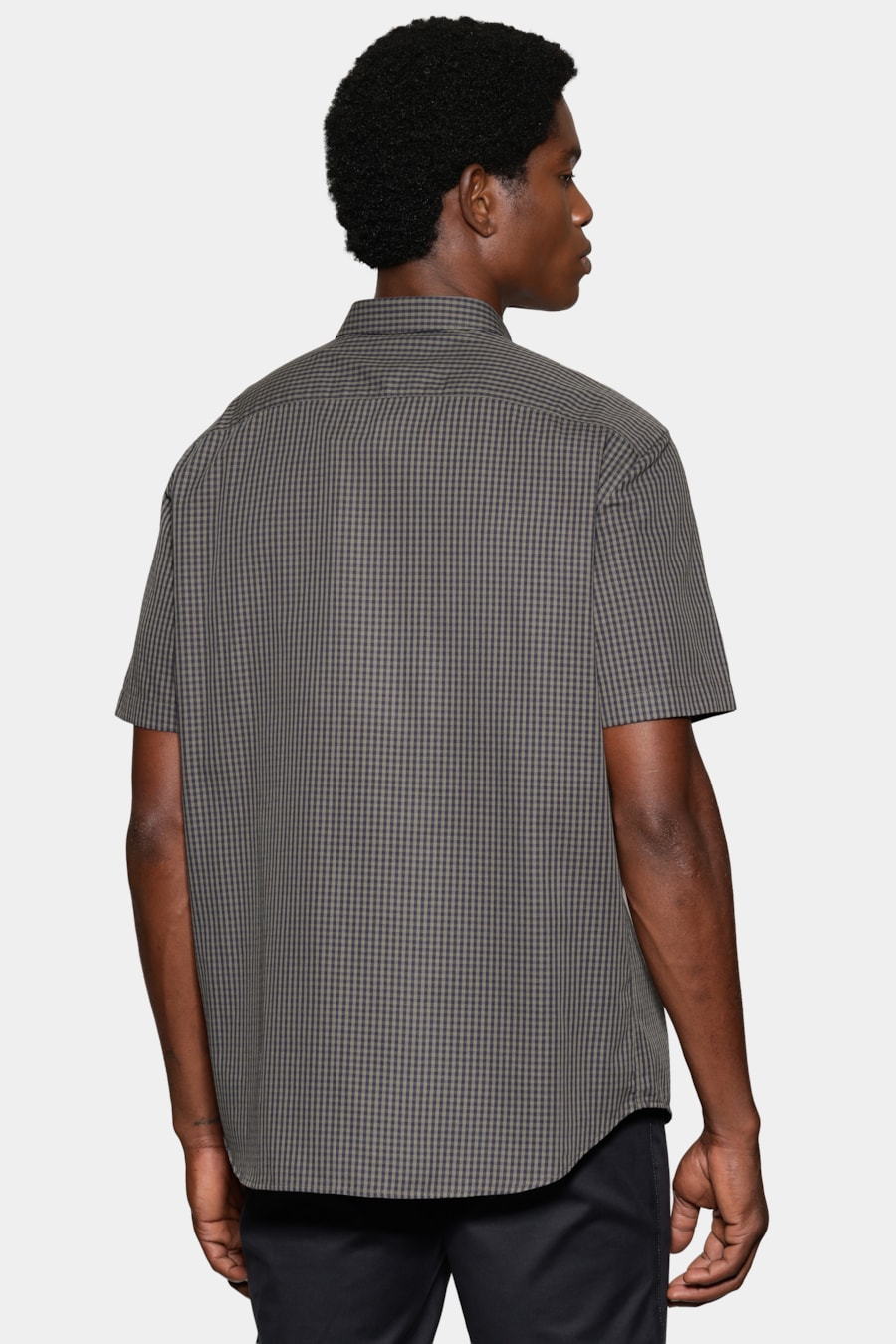 Camisa Manga Curta Regular Micro Xadrez Damero Verde/Marinho — foto 4 de 6