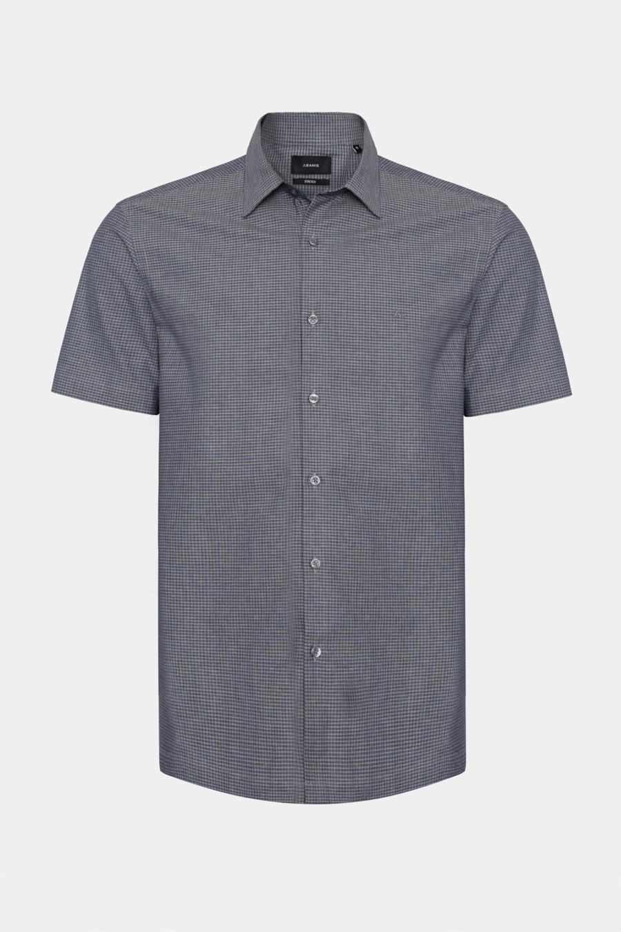 Camisa Manga Curta Regular Micro Xadrez Stretch Azul C/ Marinho — foto 5 de 6