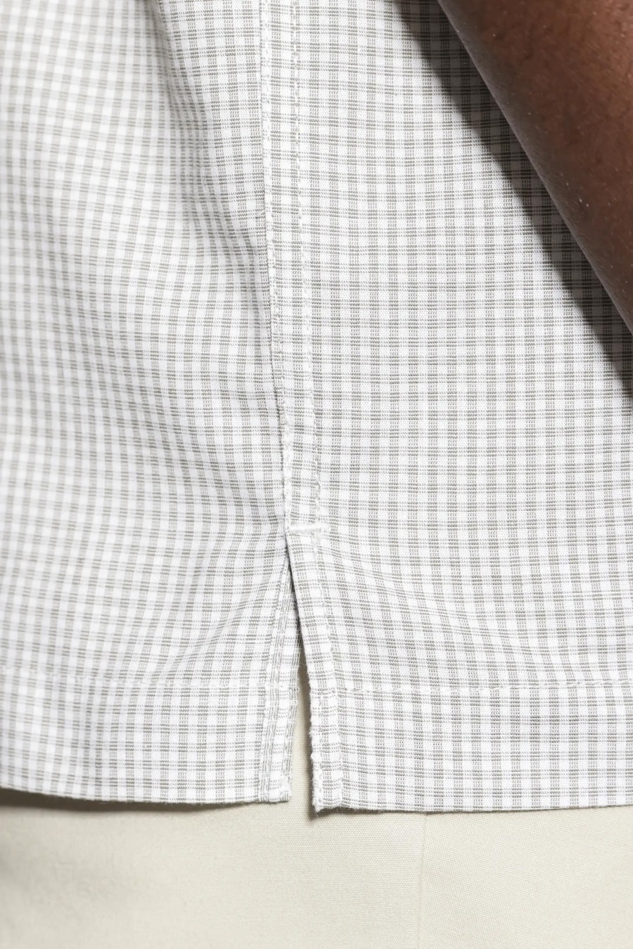Camisa Manga Curta Regular Micro Xadrez Stretch Branco C/ Verde Medio — foto 4 de 7