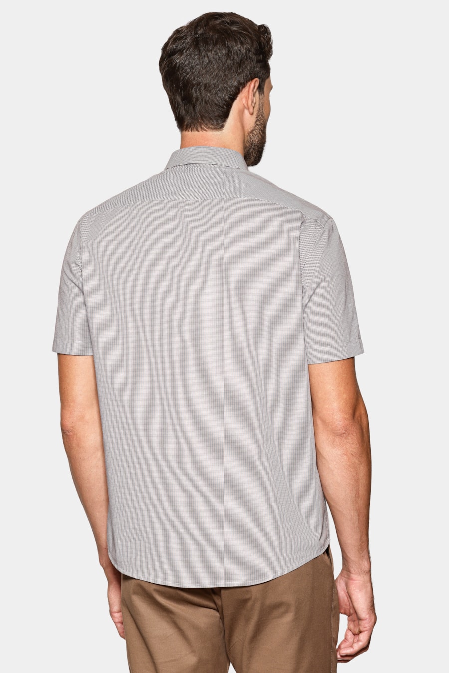 Camisa Manga Curta Regular Micro Xd 2 Cores Bolso Caqui C/Marinho — foto 4 de 6