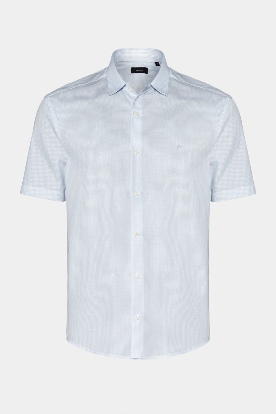 Camisa Manga Curta Regular Mini Xadrez Azul Claro C/Branco — foto 5 de 6