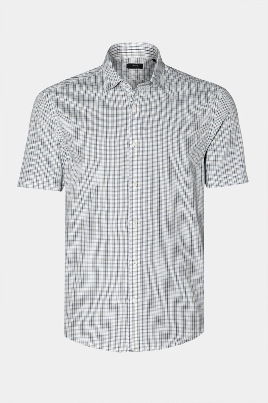 Camisa Manga Curta Regular Mini Xadrez Branco C/Azul — foto 5 de 6