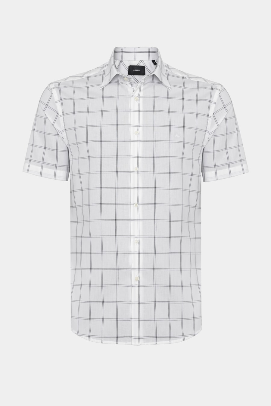 Camisa Manga Curta Regular Mini Xadrez Branco C/Azul — foto 5 de 6