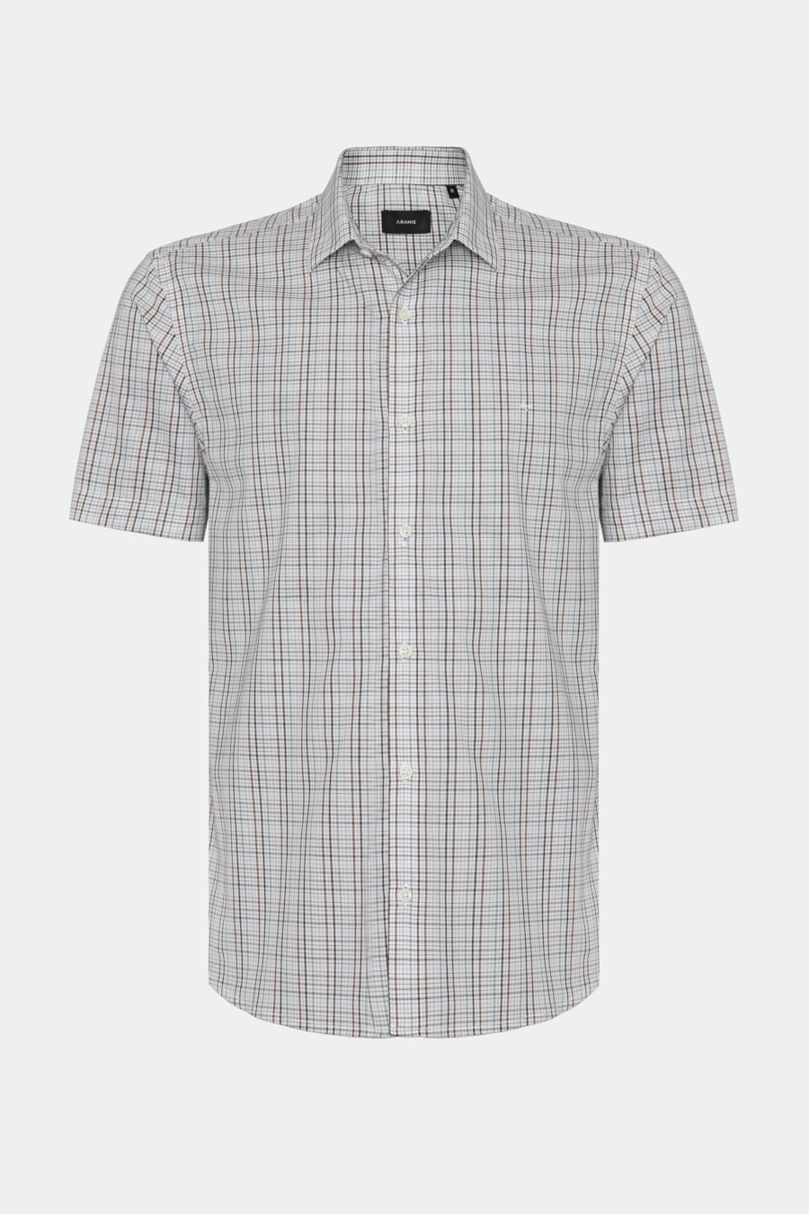 Camisa Manga Curta Regular Mini Xadrez Branco C/Cafe — foto 5 de 6