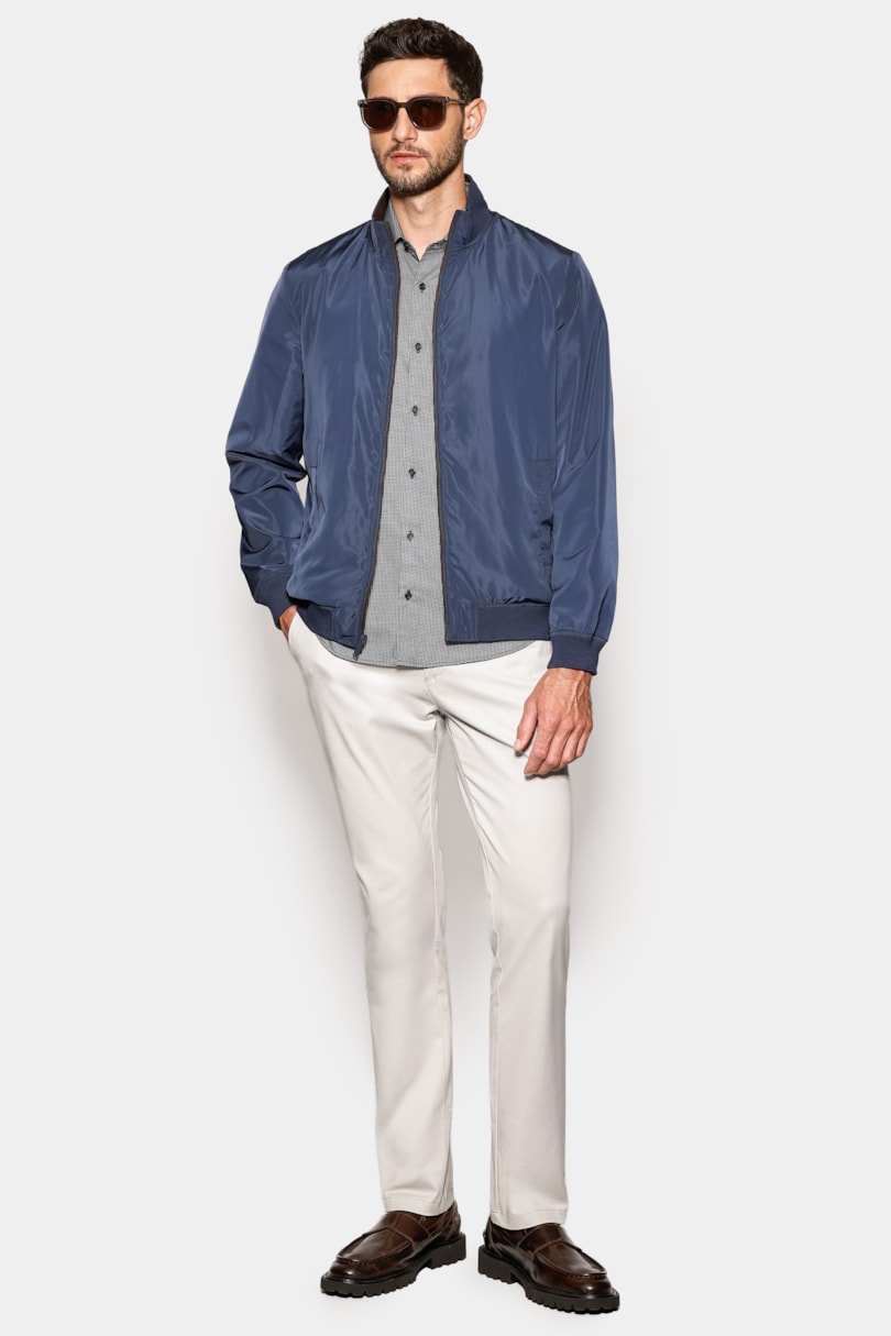 Camisa Manga Curta Regular Mini Xadrez Marinho/Branco