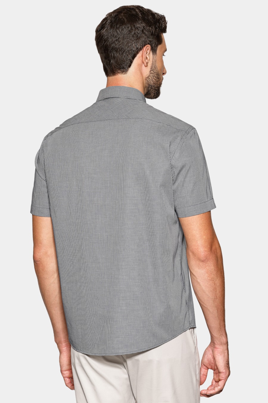 Camisa Manga Curta Regular Mini Xadrez Marinho/Branco — foto 4 de 6