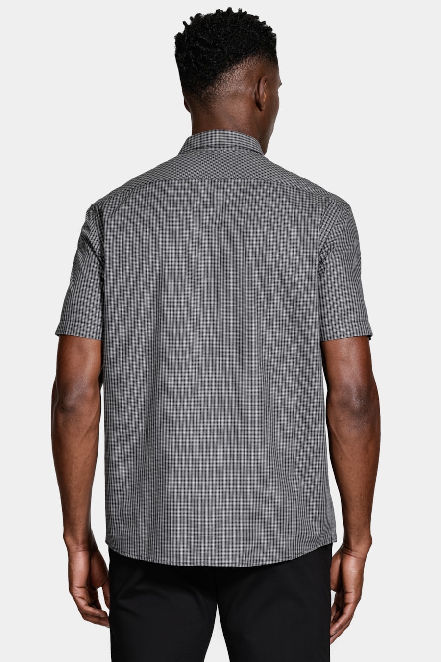Camisa Manga Curta Regular Mini Xadrez Preto C/Cinza — foto 4 de 6