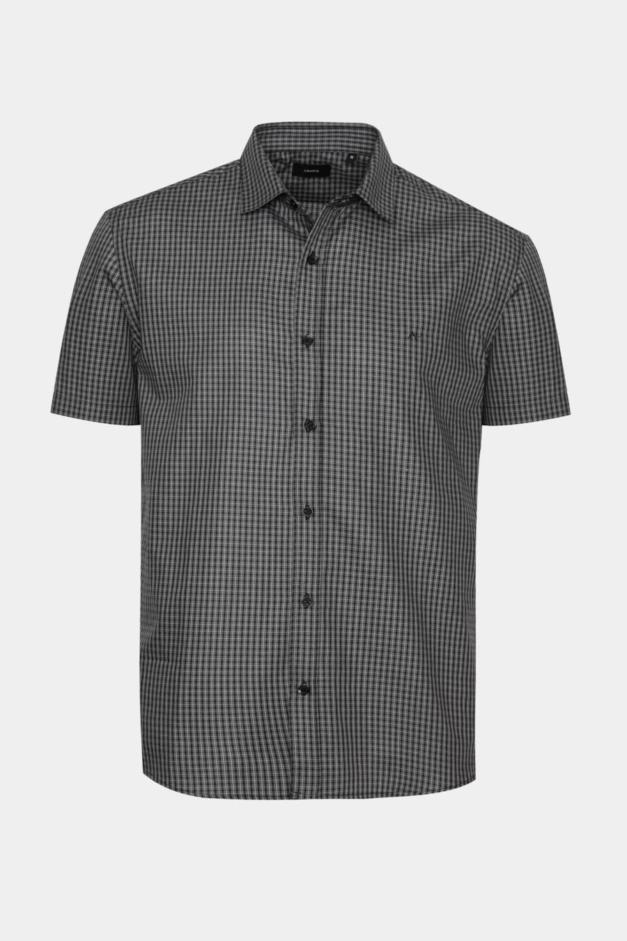 Camisa Manga Curta Regular Mini Xadrez Preto C/Cinza — foto 5 de 6