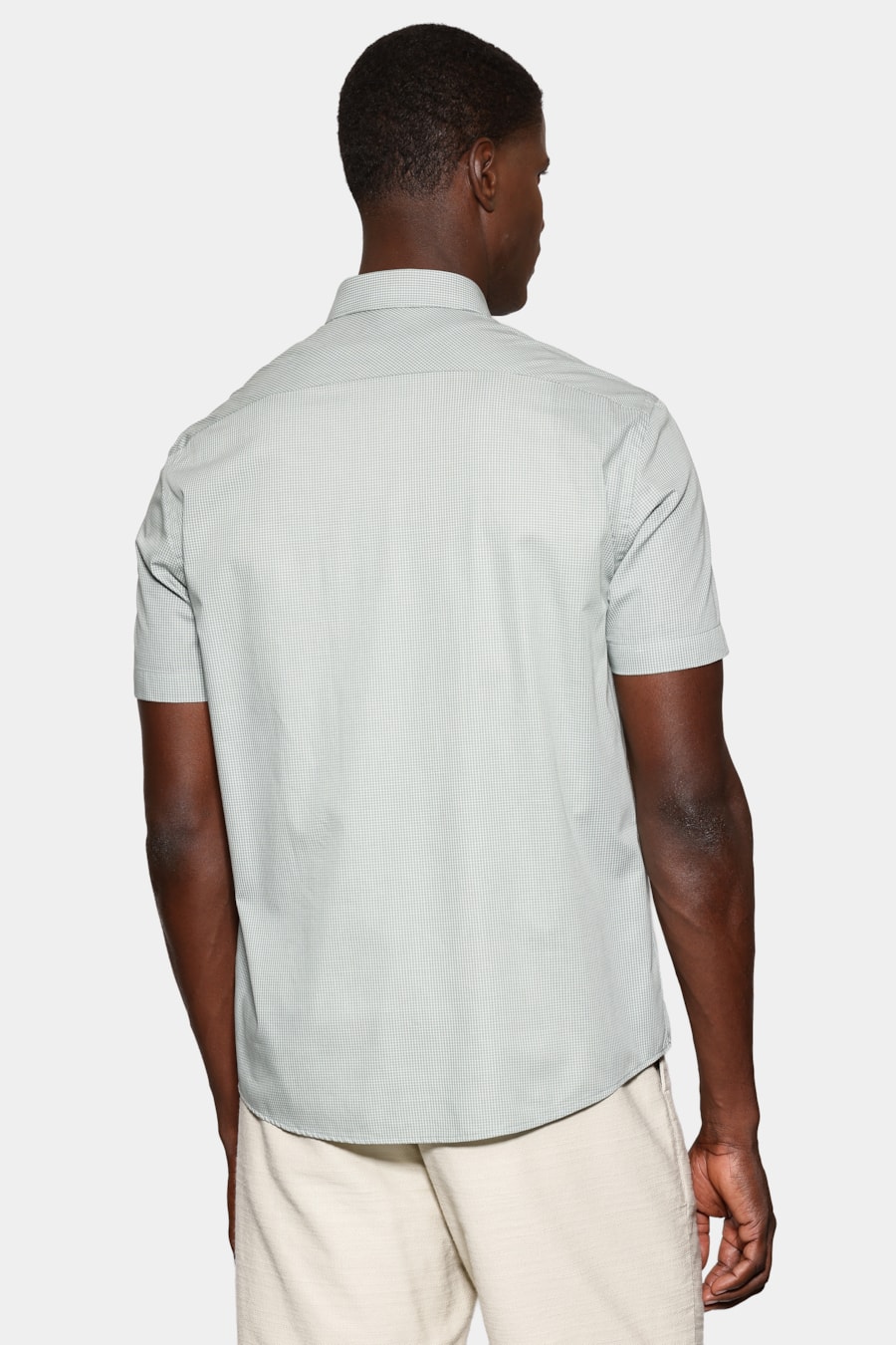 Camisa Manga Curta Regular Mini Xadrez Verde C/ Branco — foto 4 de 6