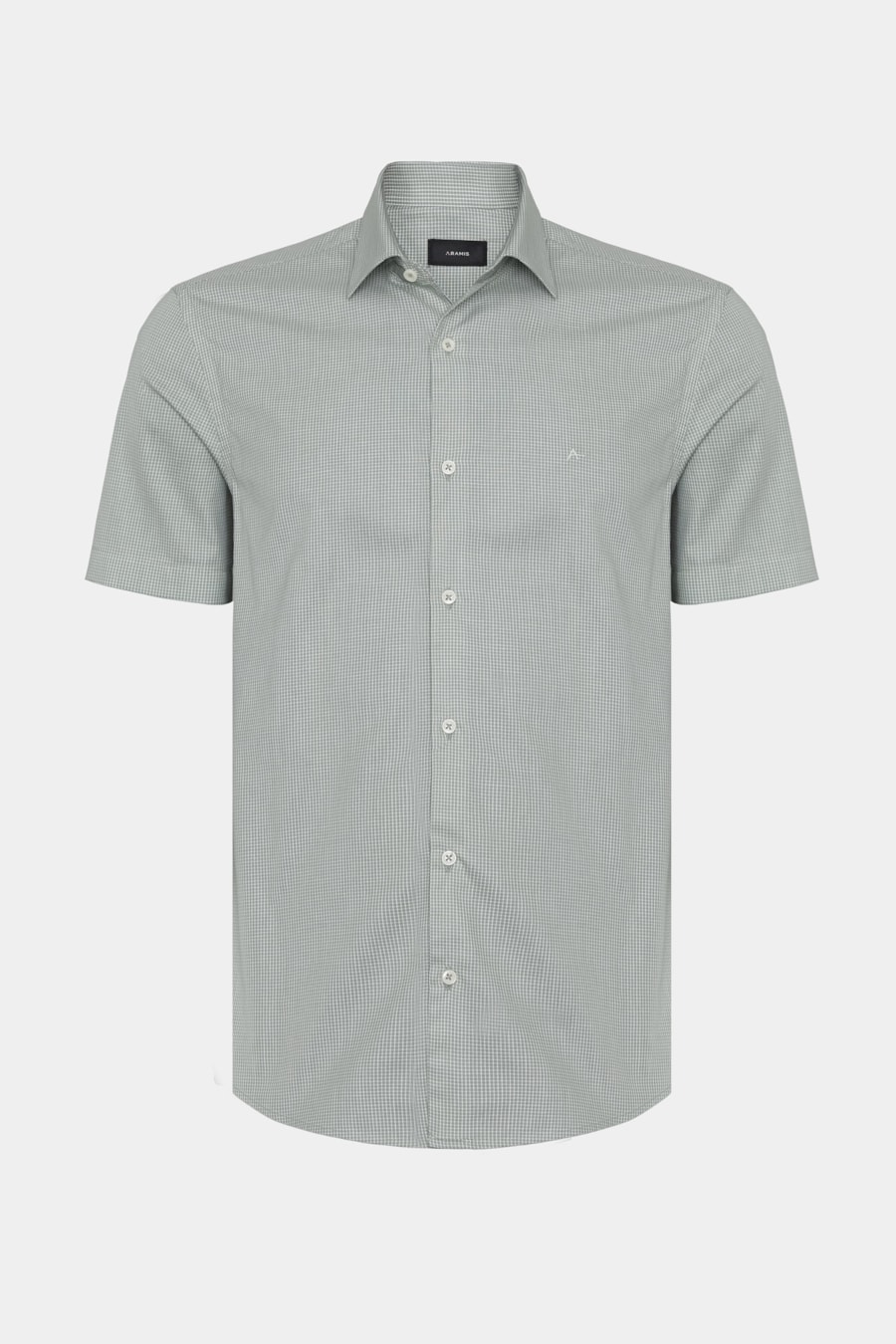 Camisa Manga Curta Regular Mini Xadrez Verde C/ Branco — foto 5 de 6