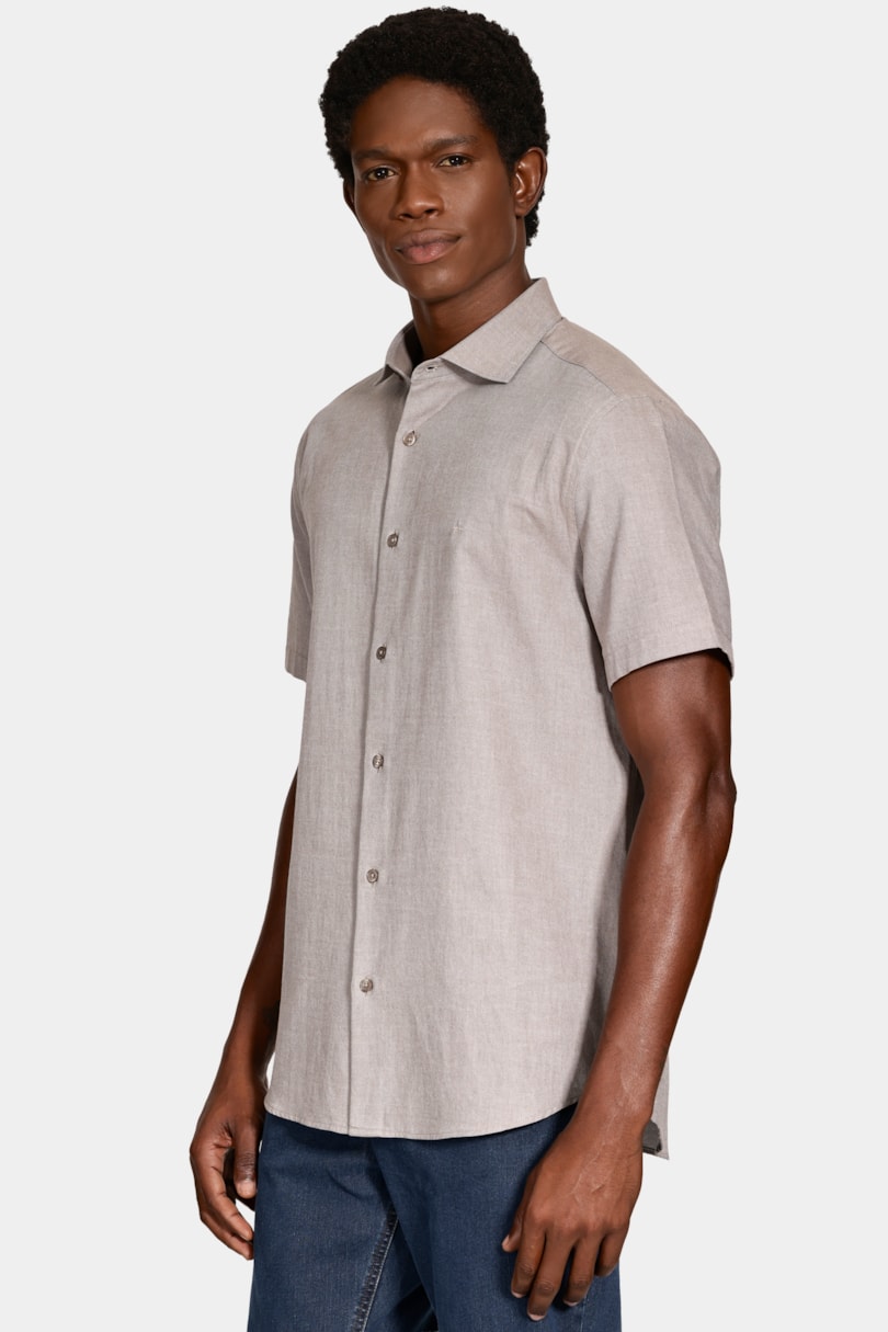 Camisa Manga Curta Regular Nature Line Caqui