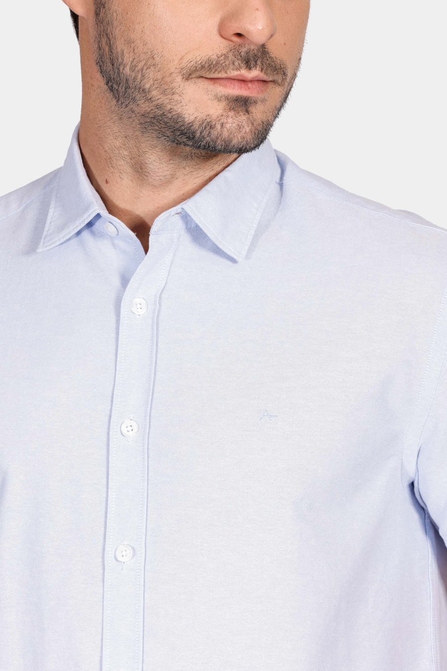 Camisa Manga Curta Regular Oxford Azul Claro — foto 3 de 5