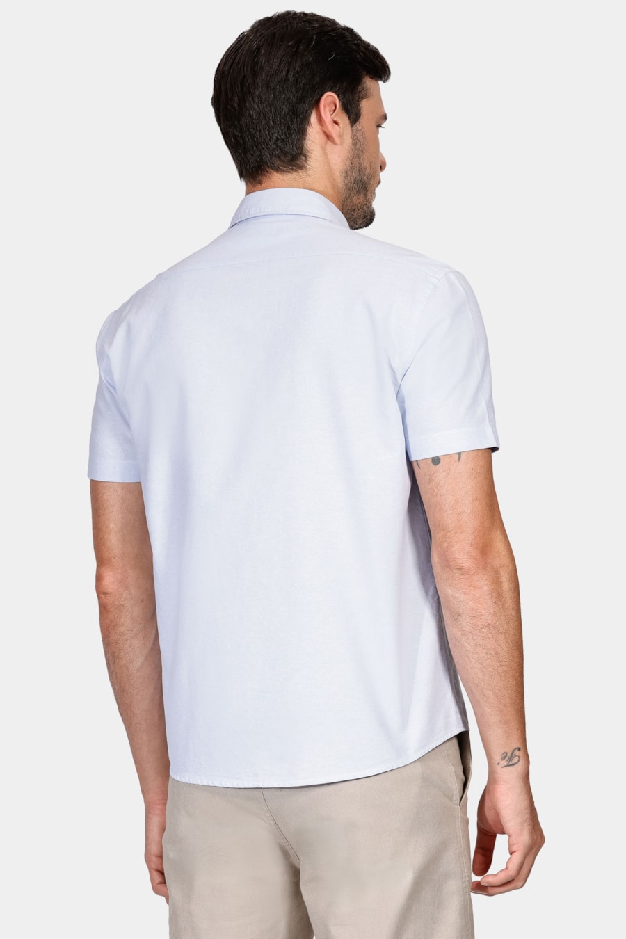 Camisa Manga Curta Regular Oxford Azul Claro — foto 4 de 5