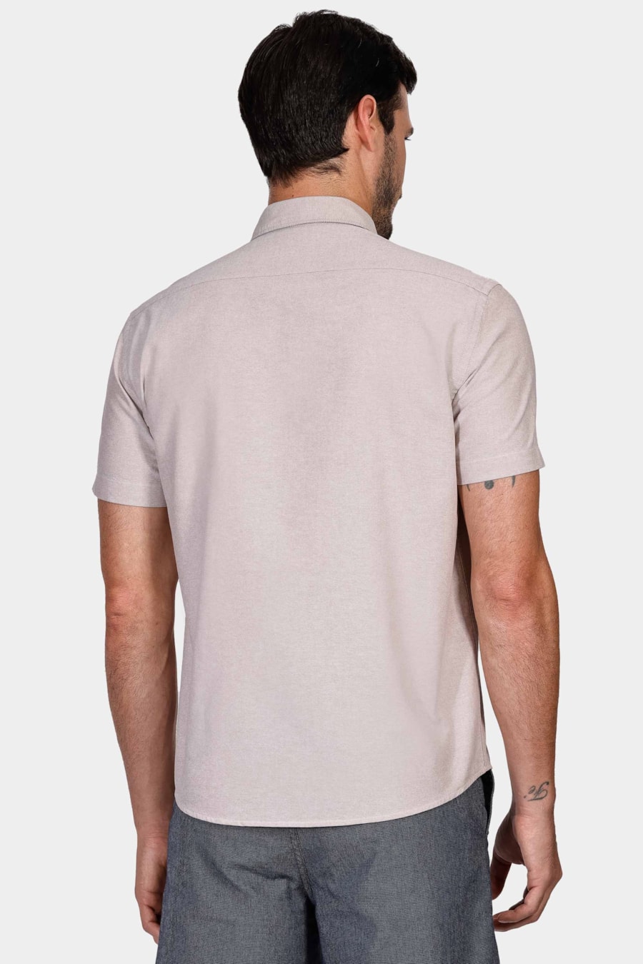 Camisa Manga Curta Regular Oxford Cáqui — foto 4 de 5