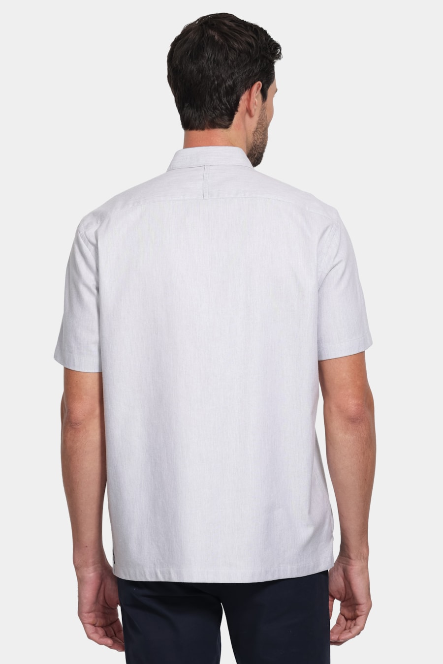 Camisa Manga Curta Regular Oxford Liocel Cinza — foto 4 de 6
