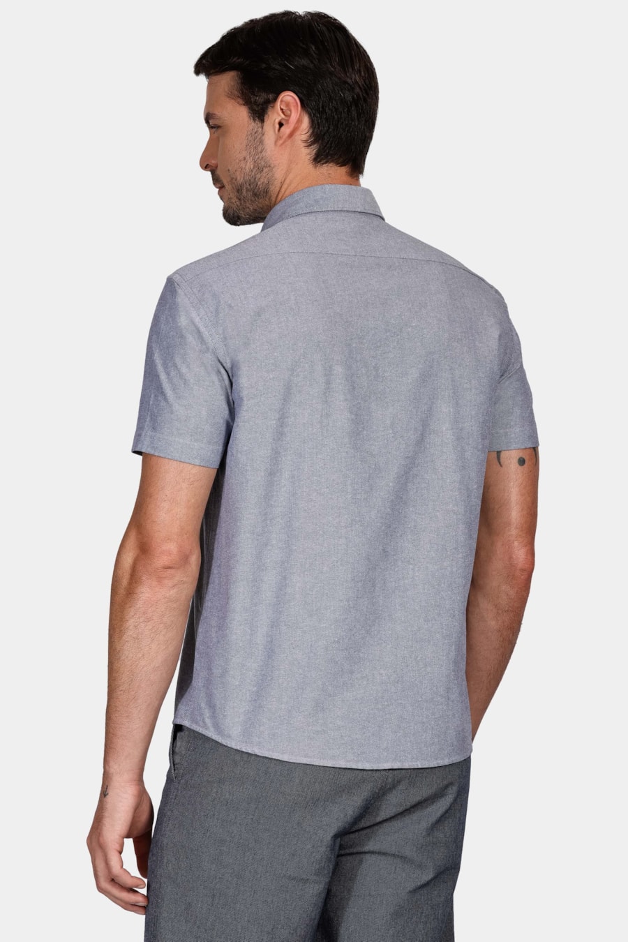 Camisa Manga Curta Regular Oxford Marinho — foto 3 de 4