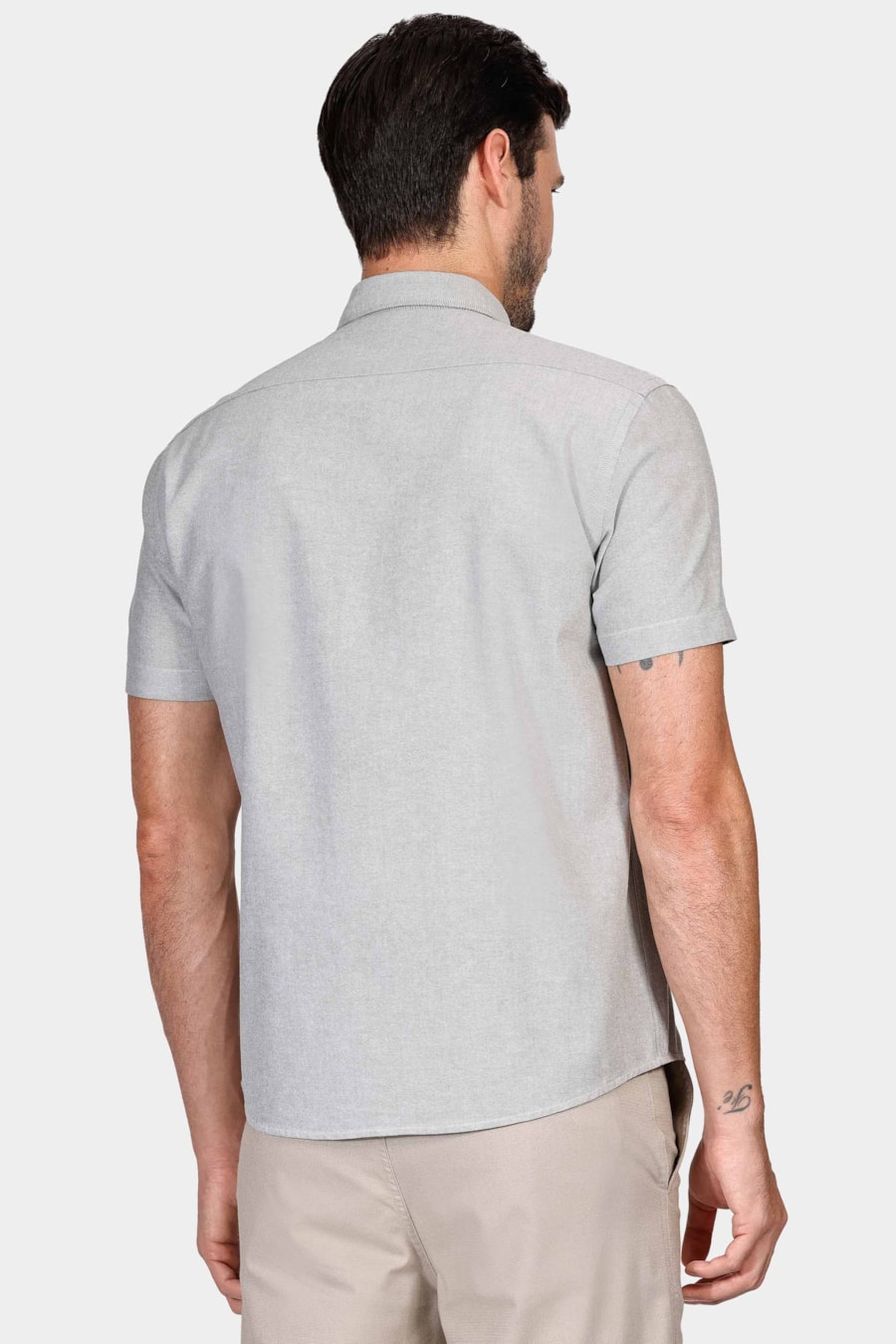Camisa Manga Curta Regular Oxford Verde Militar — foto 4 de 5