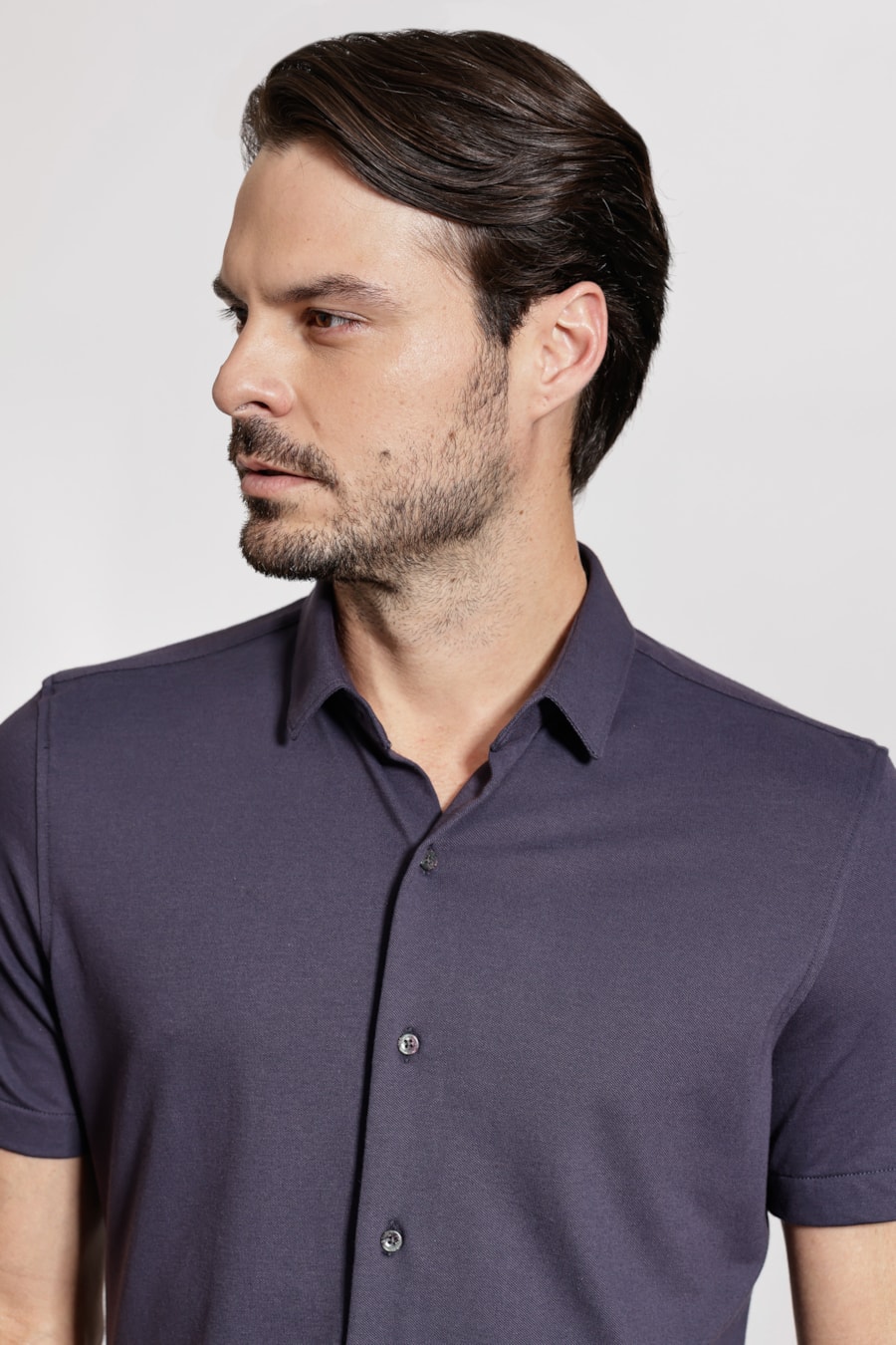 Camisa Manga Curta Regular Poliamida Piquet Marinho — foto 3 de 5