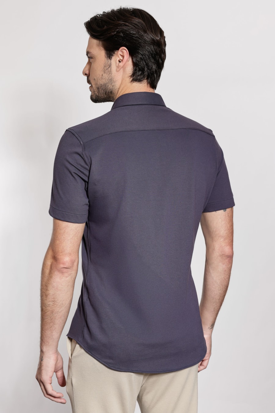 Camisa Manga Curta Regular Poliamida Piquet Marinho — foto 4 de 5