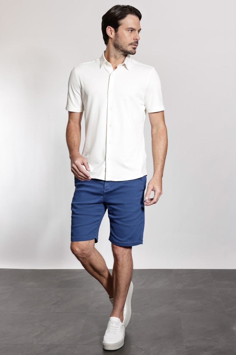 Camisa Manga Curta Regular Poliamida Piquet Off White