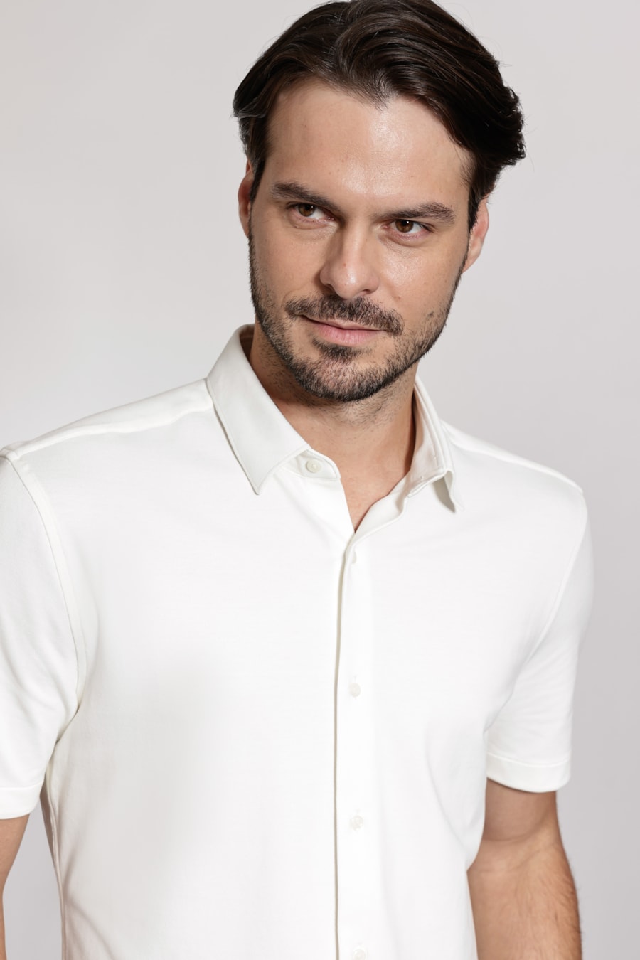 Camisa Manga Curta Regular Poliamida Piquet Off White — foto 3 de 5