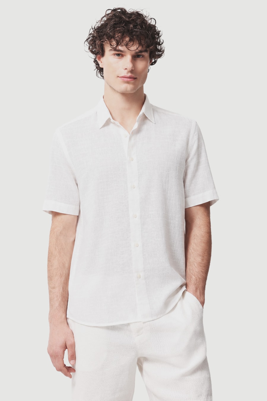 Camisa Manga Curta Regular Puro Linho Off White — foto 1 de 5