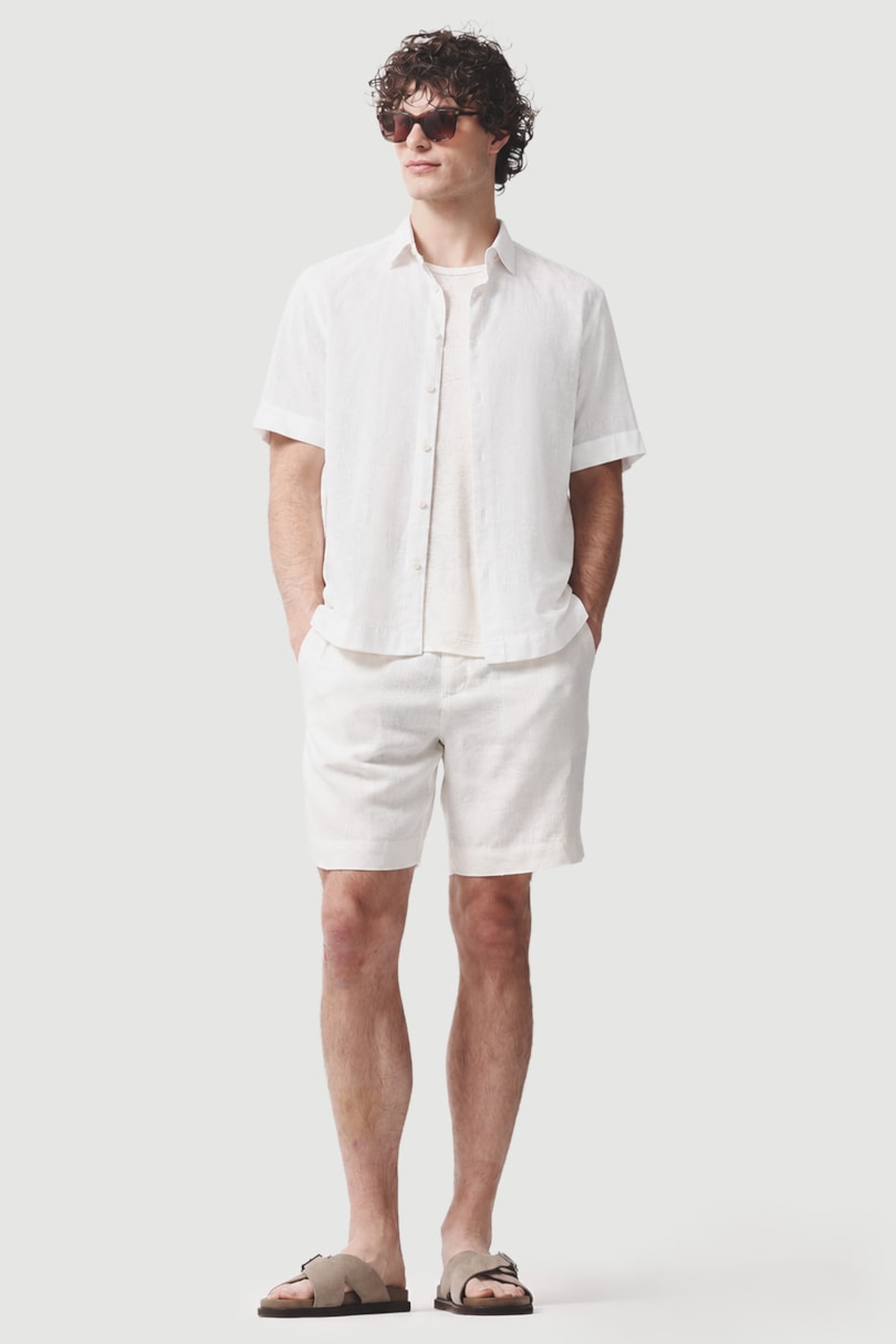 Camisa Manga Curta Regular Puro Linho Off White