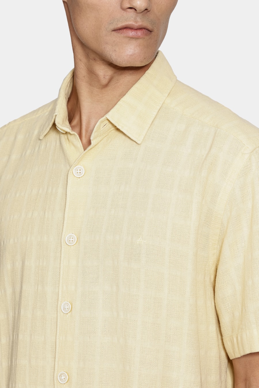 Camisa Manga Curta Regular Quadriculada Rustica Amarelo — foto 3 de 7