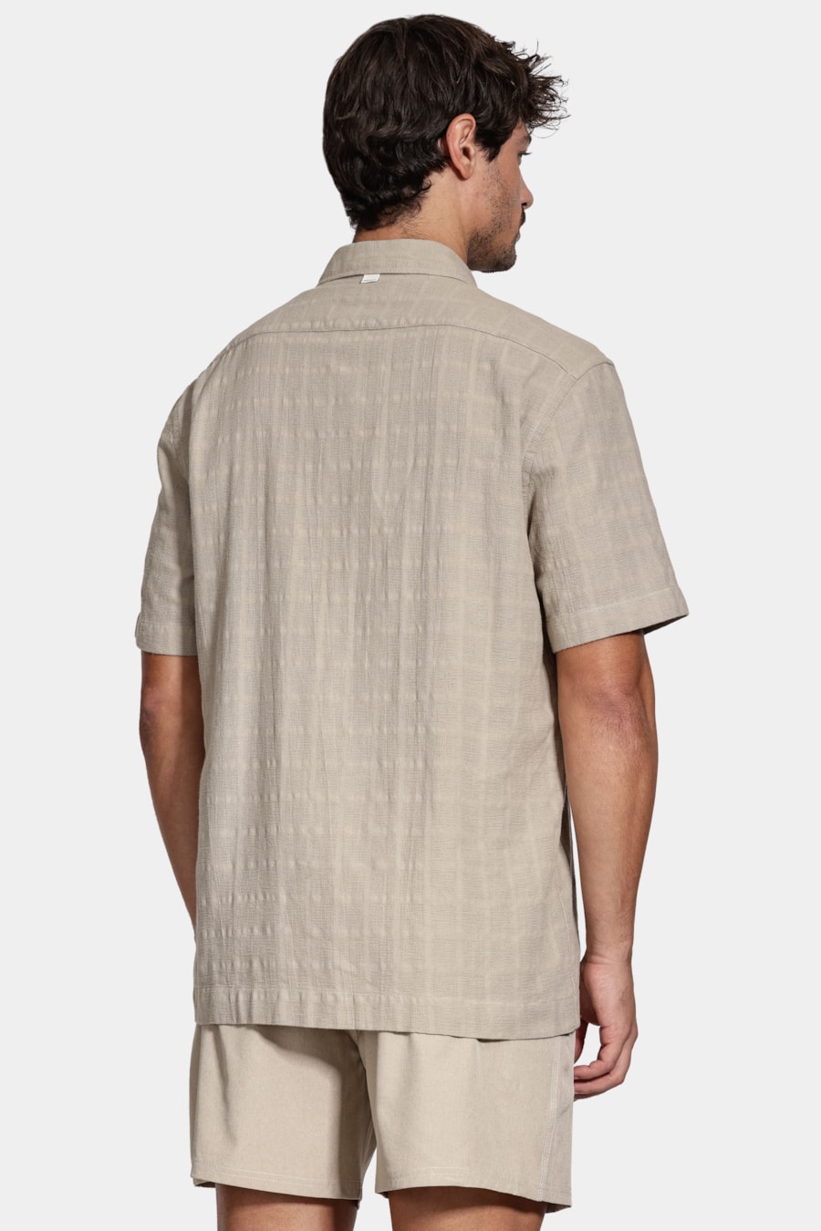 Camisa Manga Curta Regular Quadriculada Rustica Caqui — foto 4 de 7