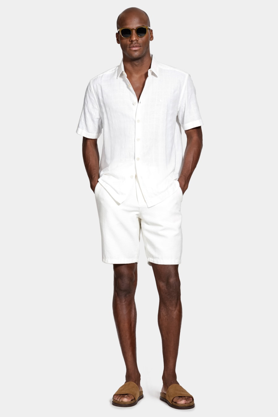 Camisa Manga Curta Regular Quadriculada Rustica Off White — foto 2 de 6
