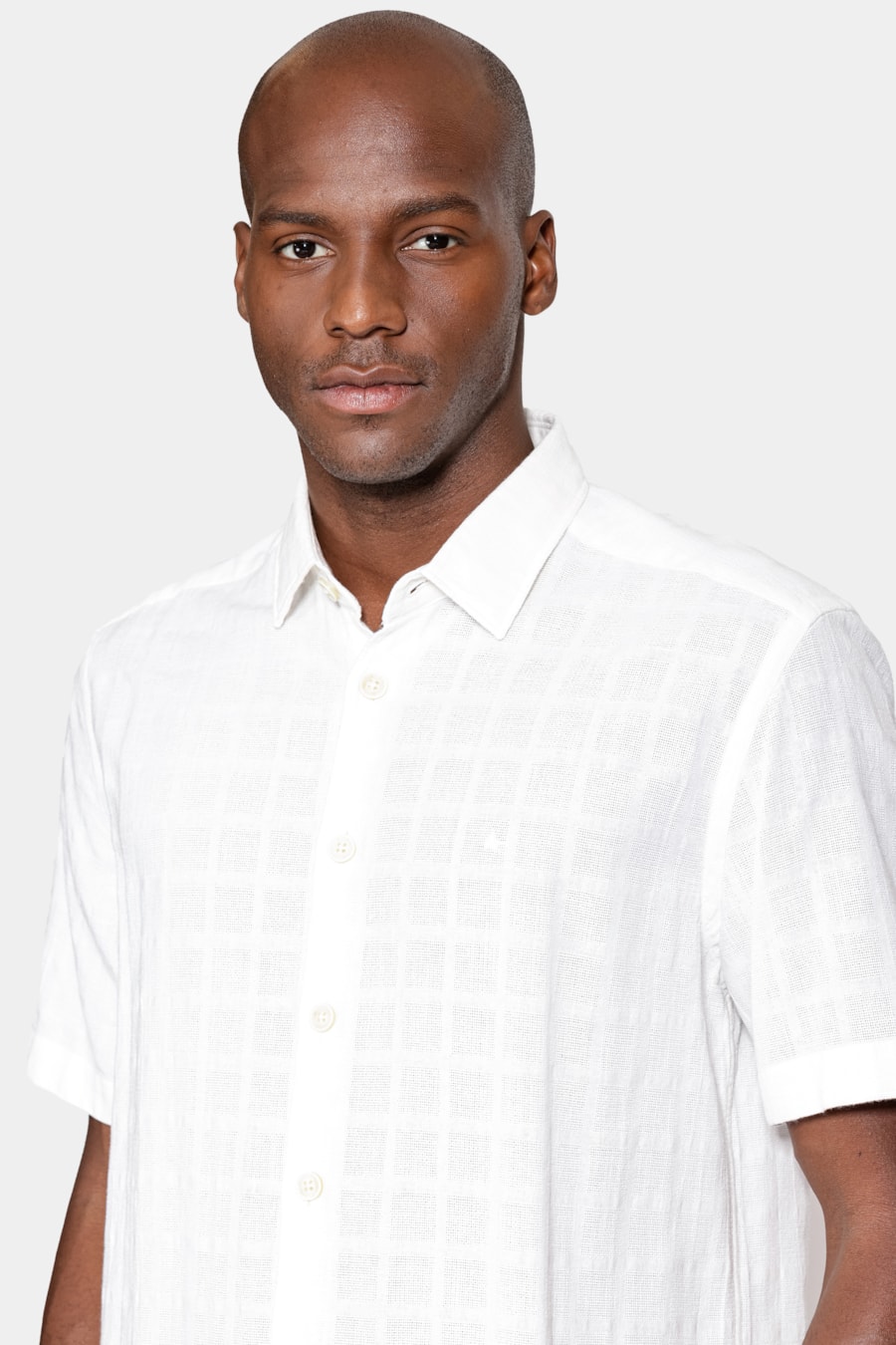 Camisa Manga Curta Regular Quadriculada Rustica Off White — foto 3 de 6