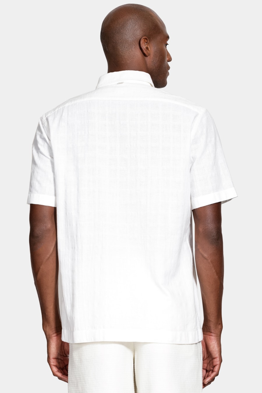 Camisa Manga Curta Regular Quadriculada Rustica Off White — foto 4 de 6