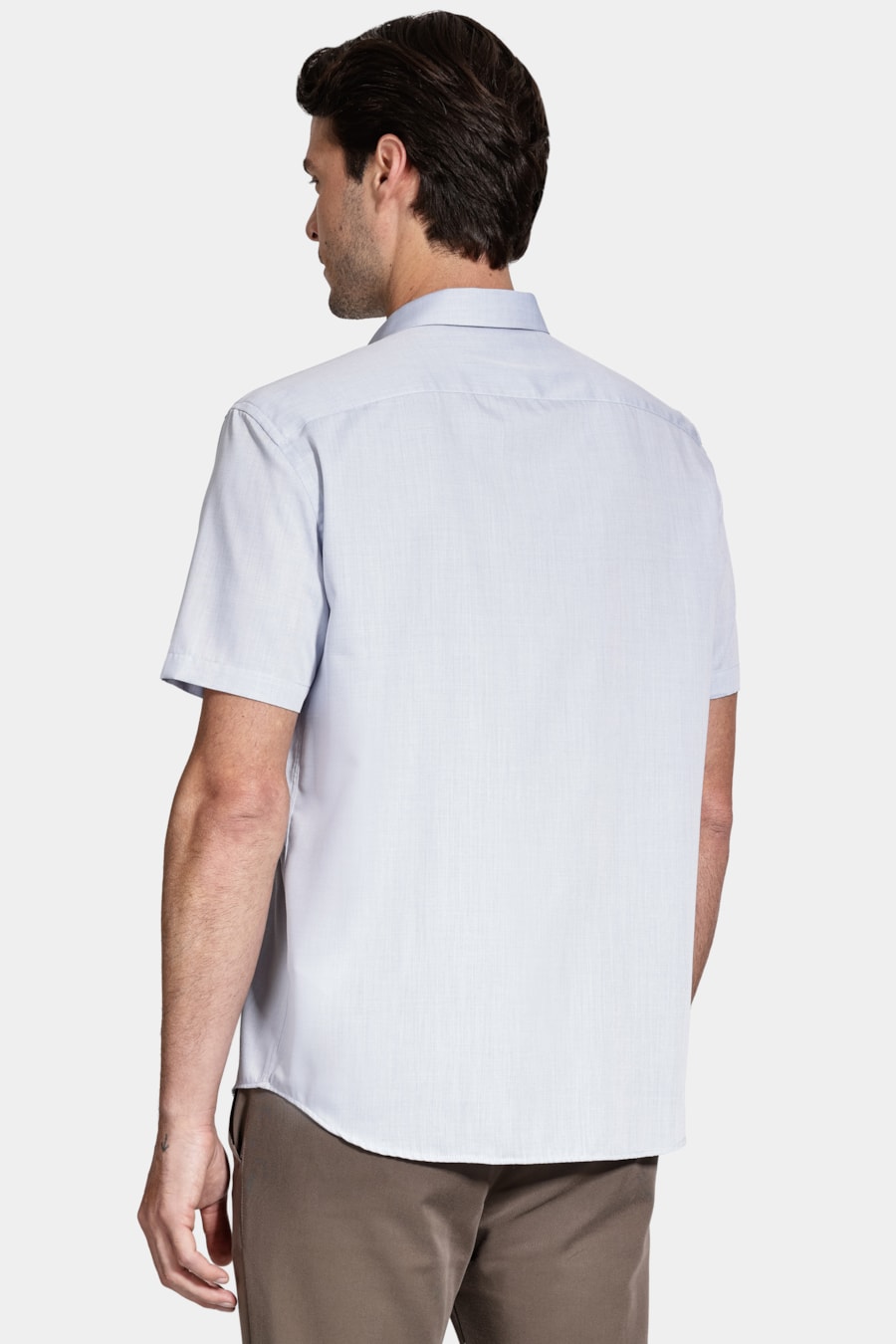 Camisa Manga Curta Regular Rajada Azul Celeste — foto 4 de 6