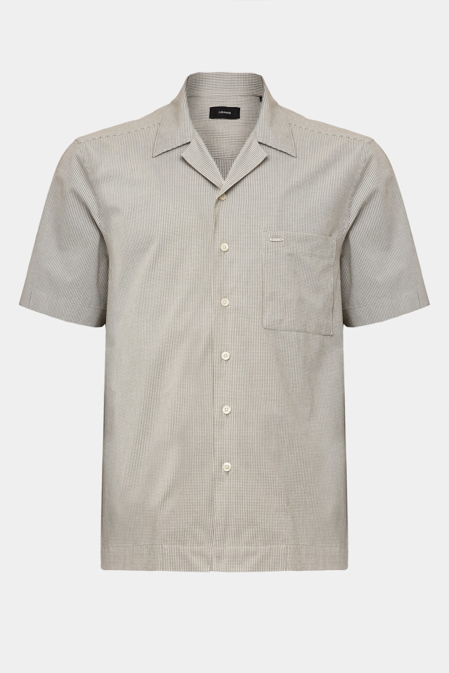 Camisa Manga Curta Regular Seersucker Micro Xadrez Branco C/Verde — foto 5 de 6