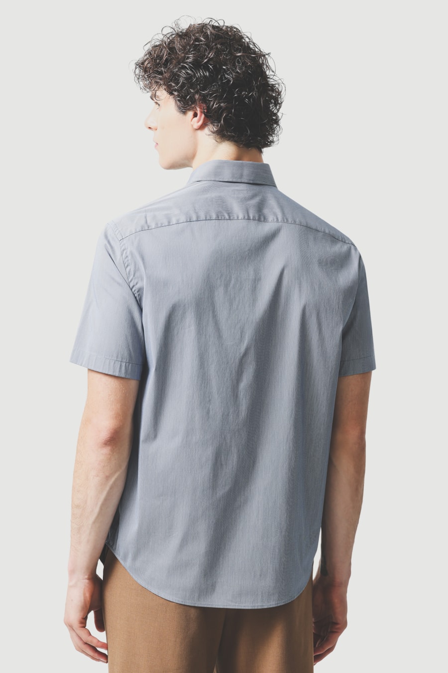 Camisa Manga Curta Regular Tech Micro Xadrez Branco/Azul Jeans — foto 4 de 6