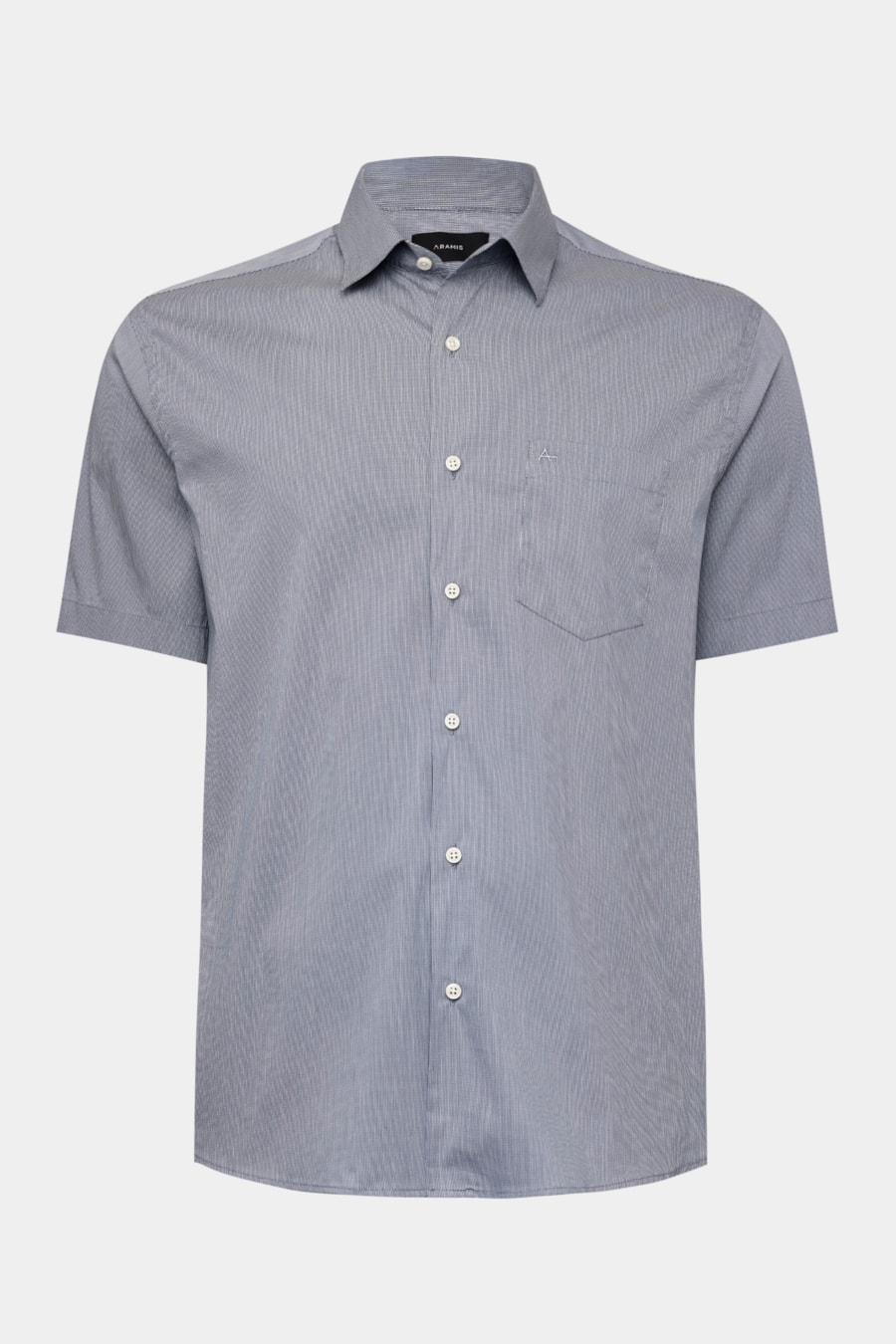 Camisa Manga Curta Regular Tech Micro Xadrez Branco/Azul Jeans — foto 5 de 6