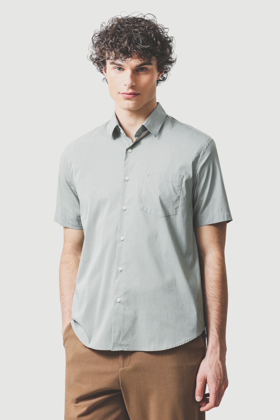 Camisa Manga Curta Regular Tech Micro Xadrez Verde C/ Branco — foto 1 de 6