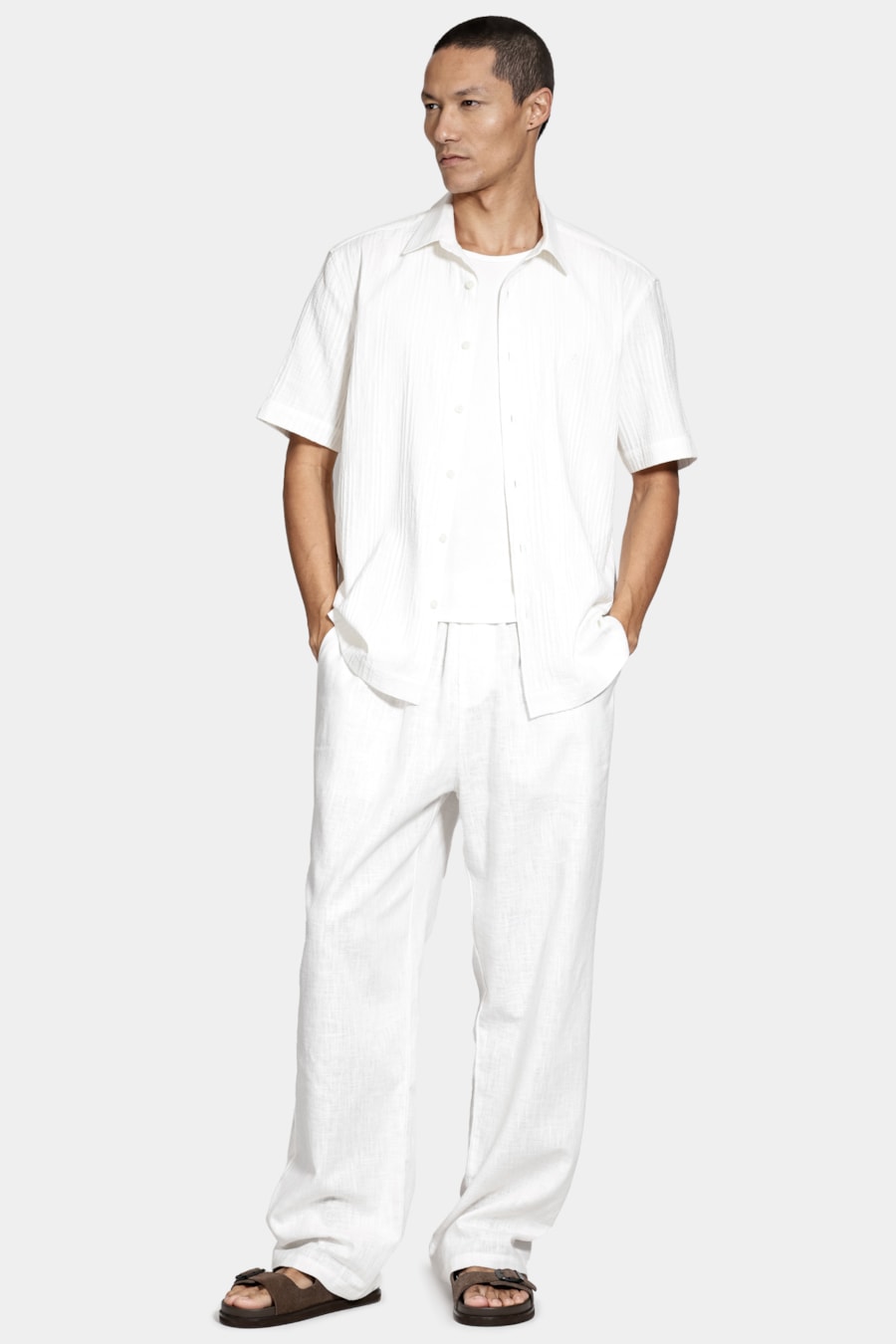 Camisa Manga Curta Regular Textura Jacquard Off White — foto 2 de 6