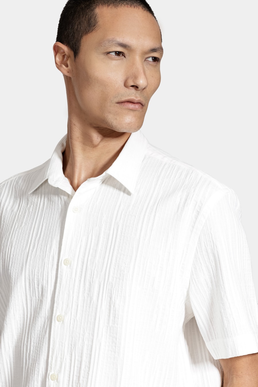 Camisa Manga Curta Regular Textura Jacquard Off White — foto 3 de 6