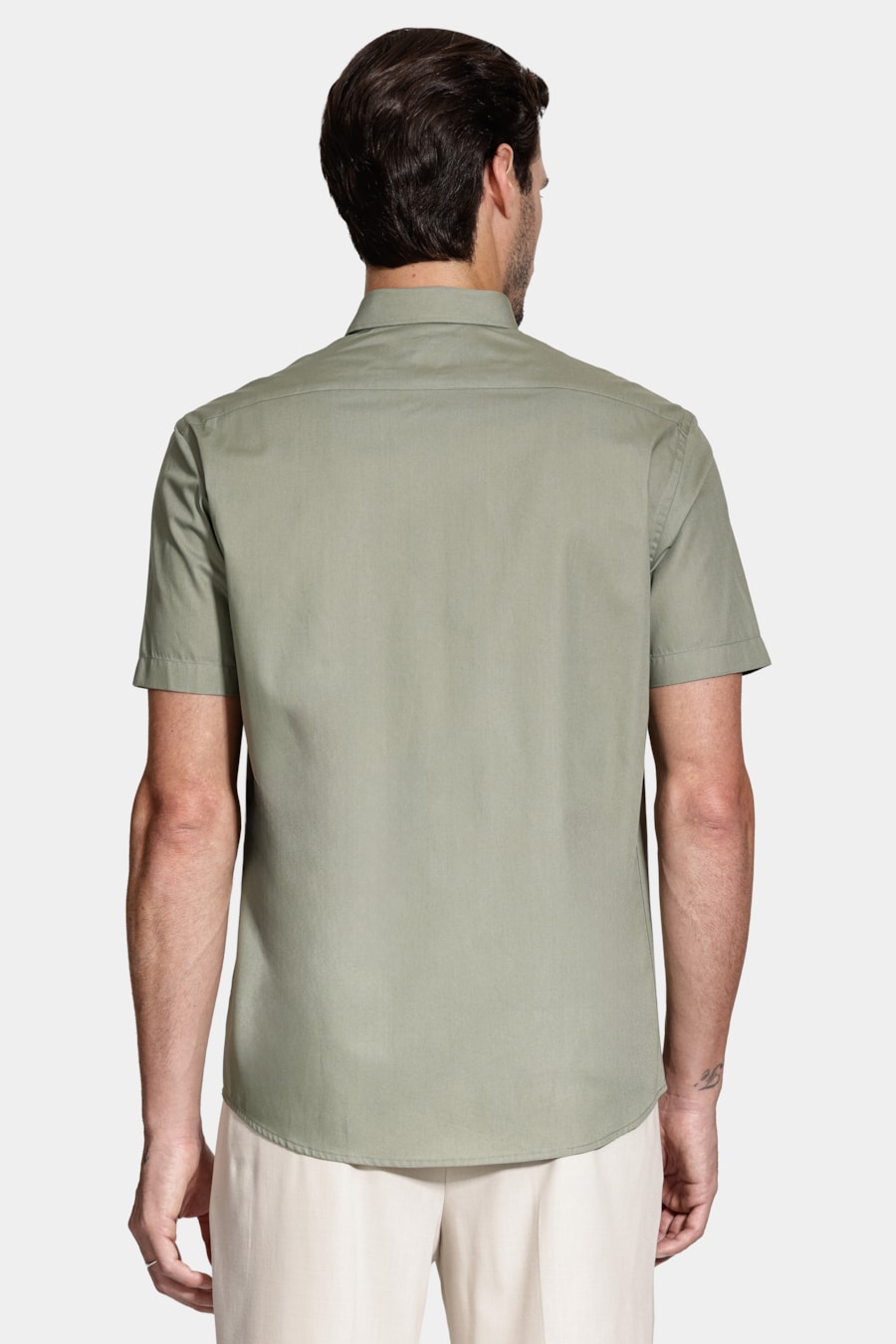 Camisa Manga Curta Regular Tricoline Algodão Verde Folha — foto 4 de 6