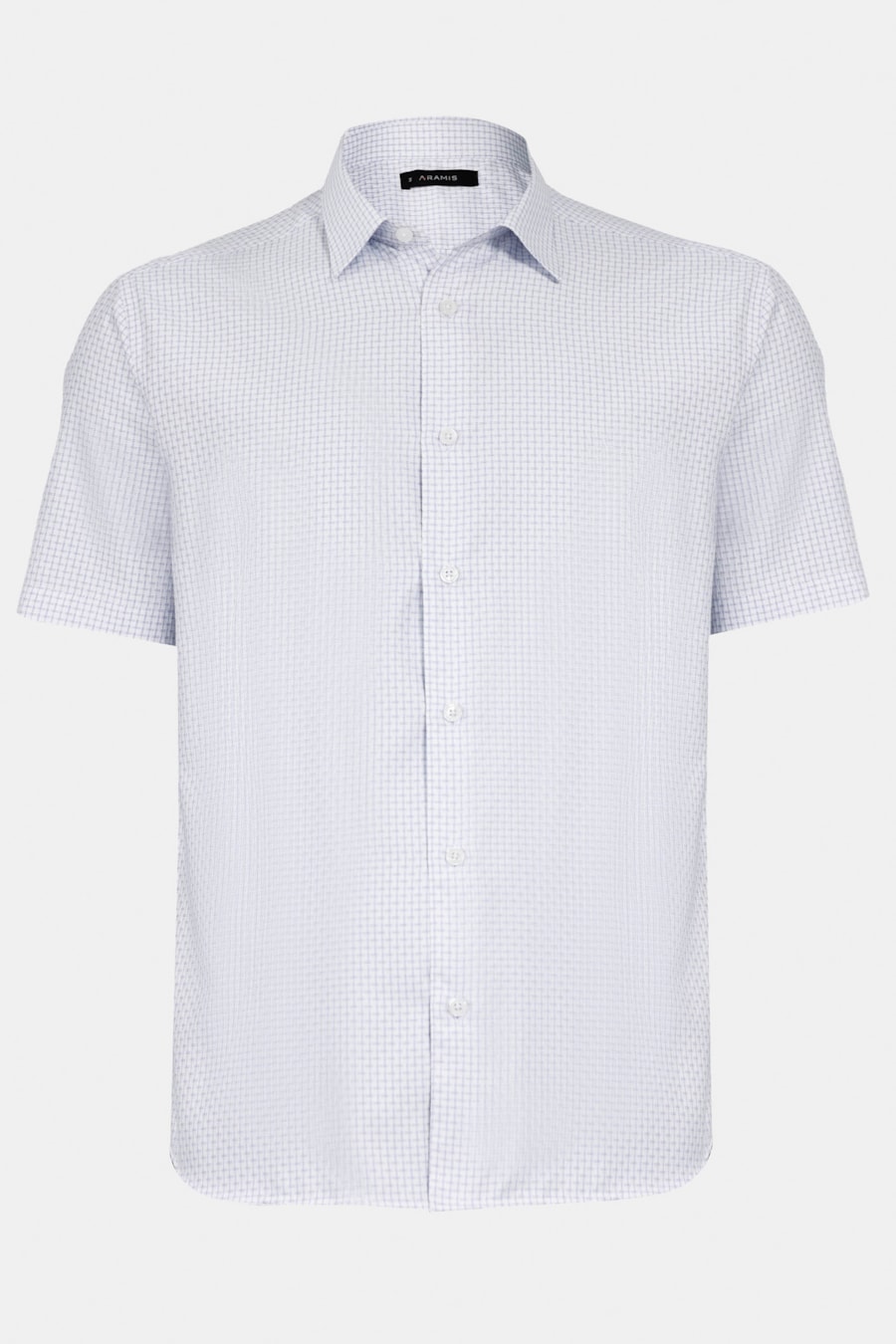 Camisa Manga Curta Regular Tricoline Maquinetado Mix Branco C/Azul — foto 5 de 6