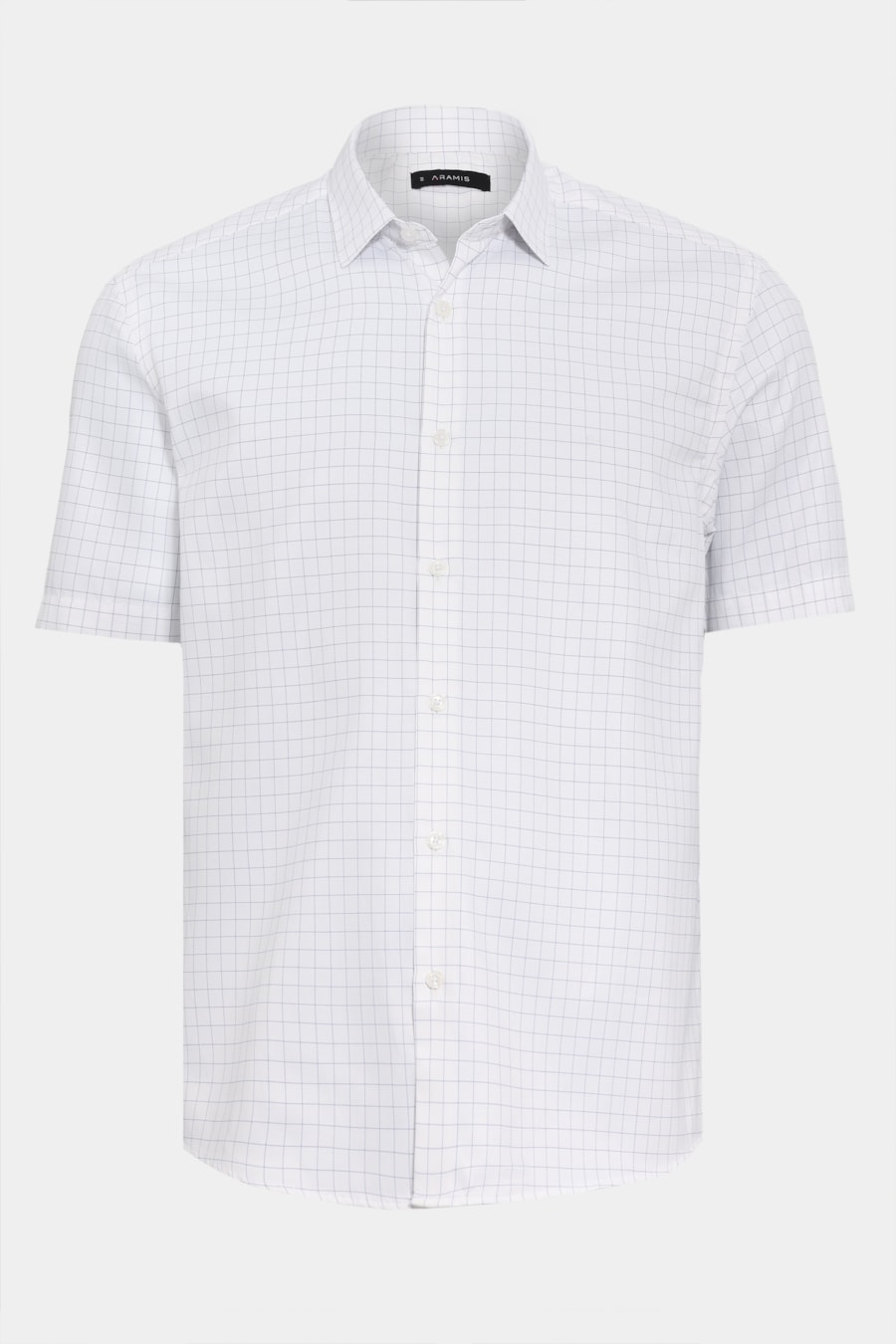 Camisa Manga Curta Regular Tricoline Mix Xadrez Branco C/Azul — foto 5 de 6