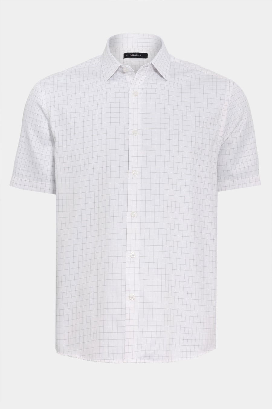 Camisa Manga Curta Regular Tricoline Mix Xadrez Branco C/ Preto — foto 5 de 6