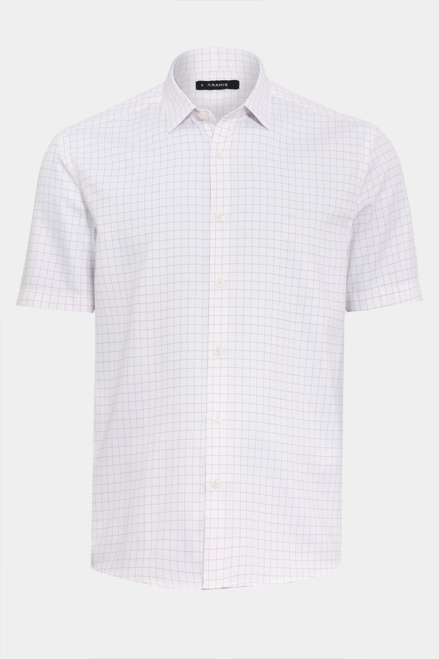 Camisa Manga Curta Regular Tricoline Mix Xadrez Branco C/Vermelho — foto 5 de 6
